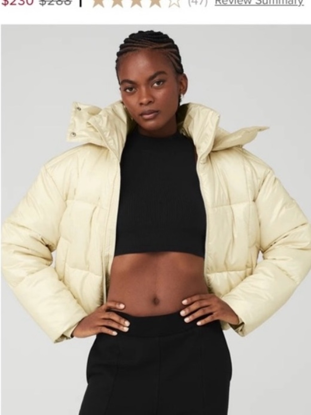 ALO Yoga Cream Cropped Puffer Jacket